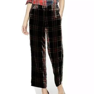 J.CREW Peyton Pull-On Plaid Velvet Pants Holiday 8